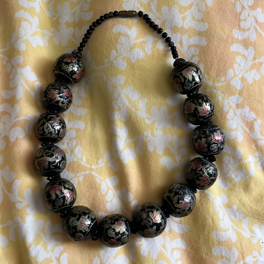 Painted Wooden Statement Necklace